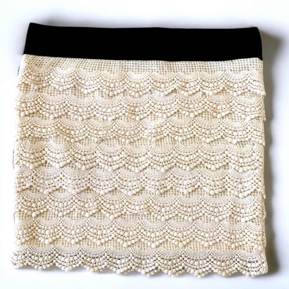 Maurices Lace Crocheted Layered Skirt Size Large Bohemian
